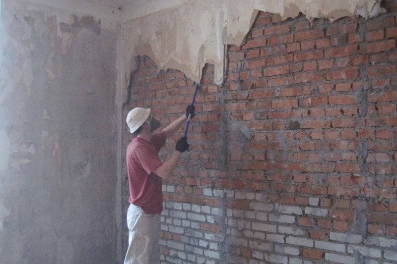 технология ремонта фасада со снятием штукатурки стен