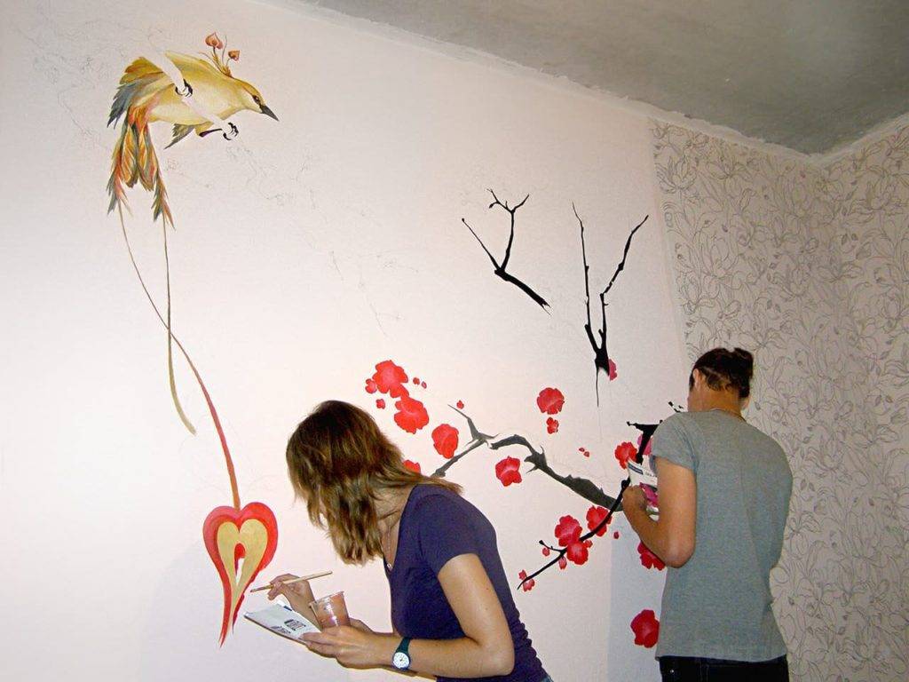 рисунки краской на стене