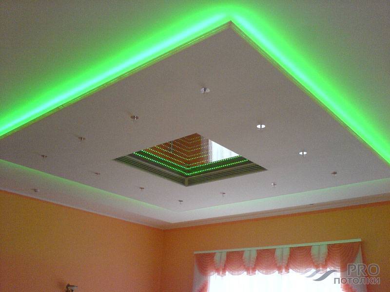 Установка диодной ленты в потолок