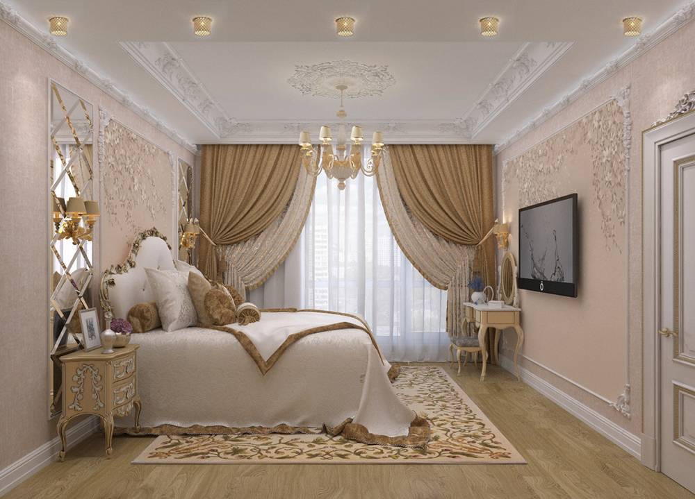 Интерьер спальни в квартире в классическом стиле